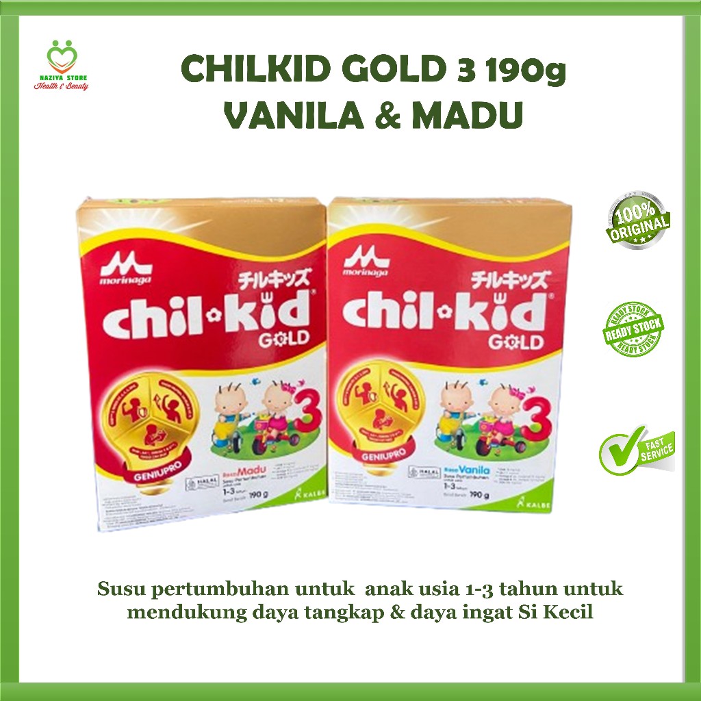 

CHILKID GOLD 190g Vanila / Madu - (EXP DATE 12/2025) Susu Formula Pertumbuhan Anak Usia 1-3 Tahun