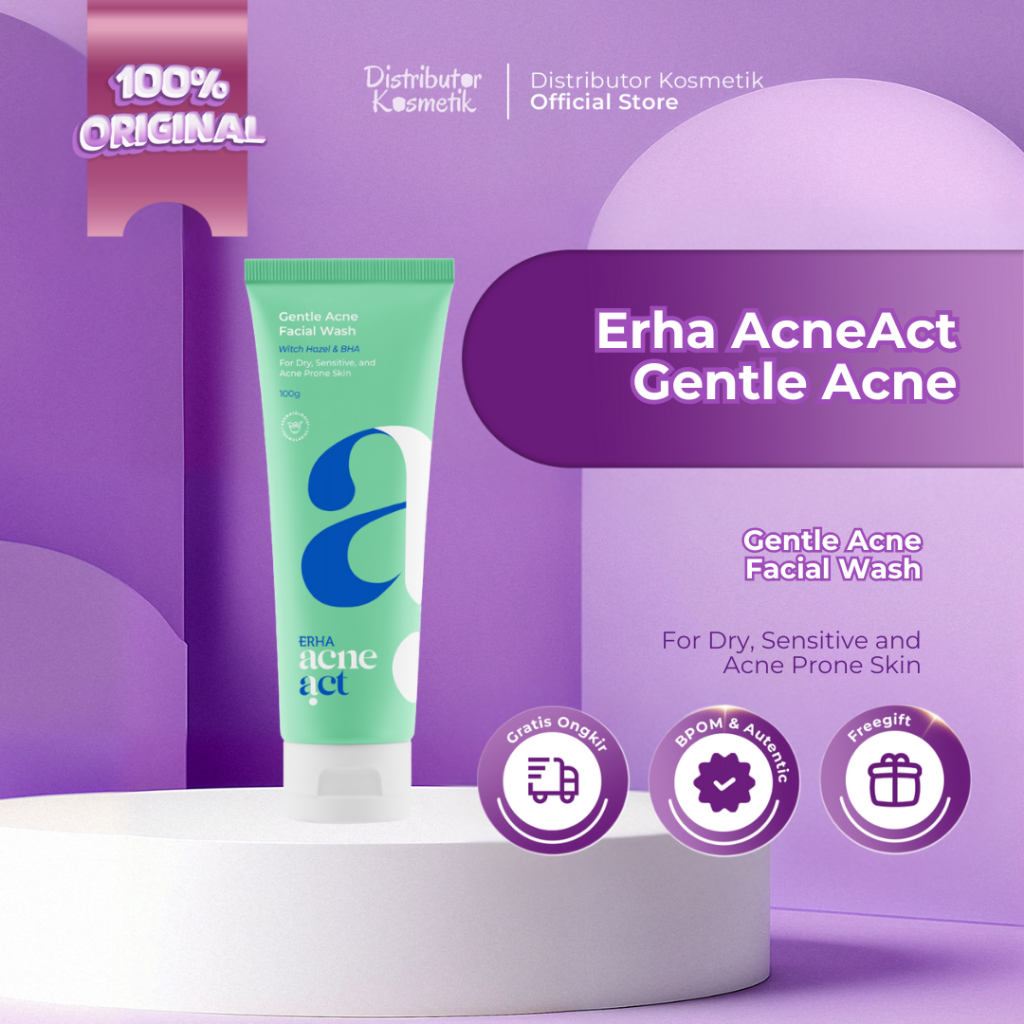 [ AGEN RESMI ] ERHA AcneAct Witch Hazel & BHA Gentle Facial Wash 100g - Erha Skincare Sabun Cuci Muk