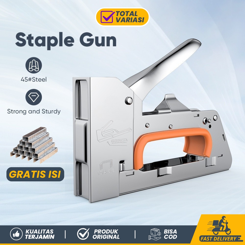 

Staples Tembak Besar / Gun Tacker Staple Stapler Tembak Kertas Kayu Jok Motor 13/4-6-8mm