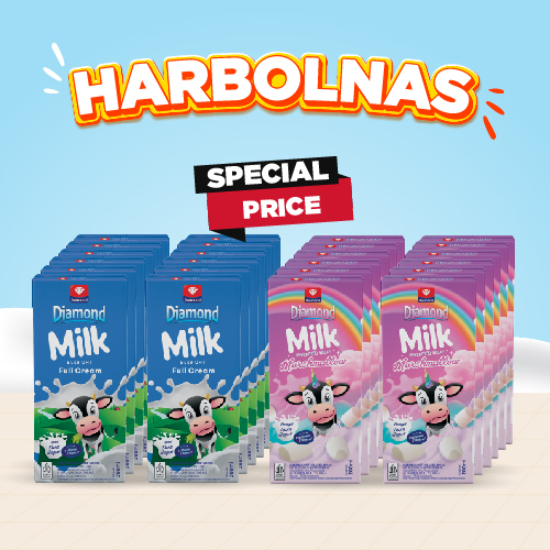 

SPECIAL PRICE 12 PCS DIAMOND MILK FULL CREAM 200 ML & 12 PCS MARSHMALLOW 200 ML