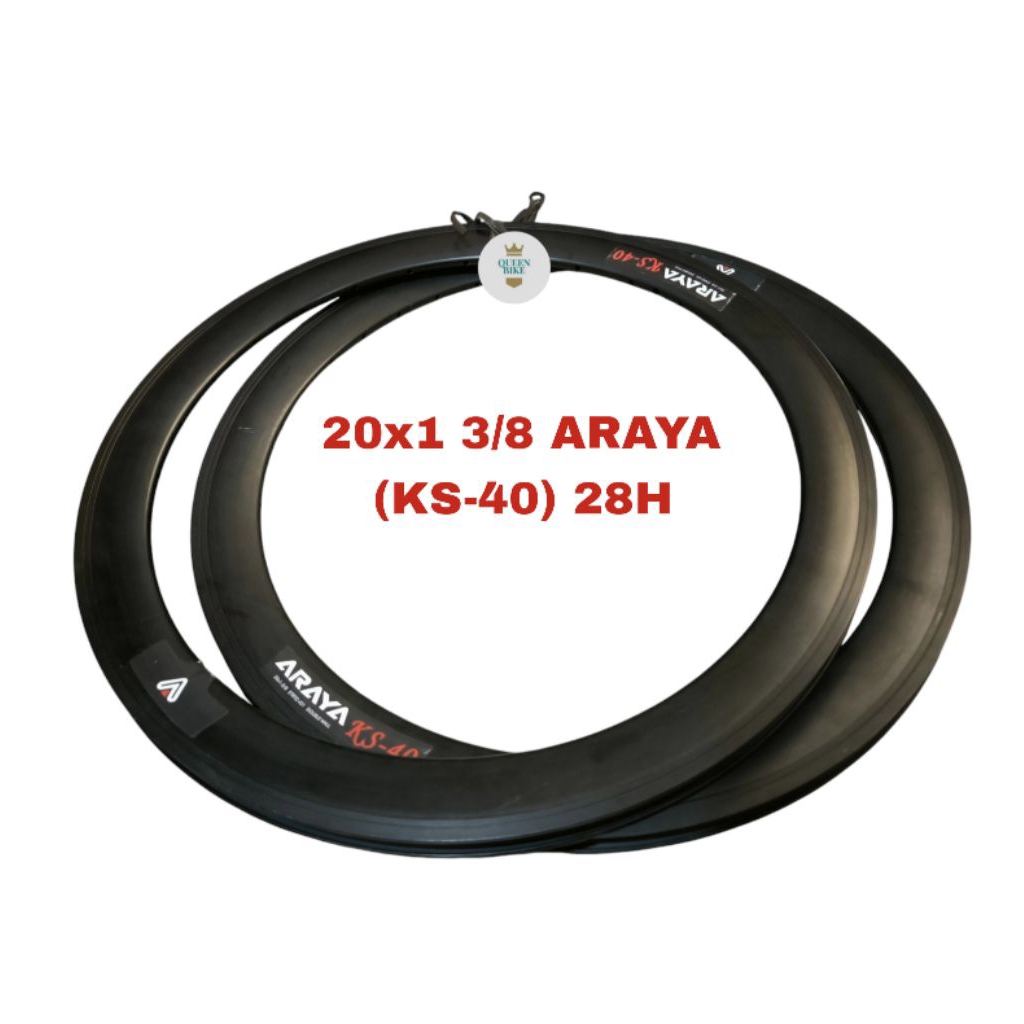Rim Sepeda Velg Peleg Peleng Sepeda 20x1 3/8 / 20+ Ples Plus Alloy Almini 4cm 28H ARAYA KS-40