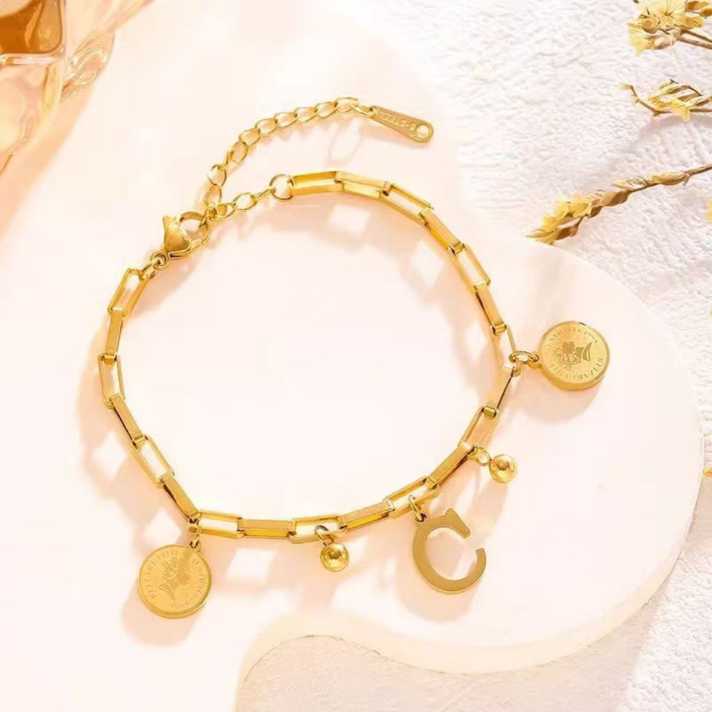 DPC Gelang huruf berlapis emas 18k untuk pria dan wanita