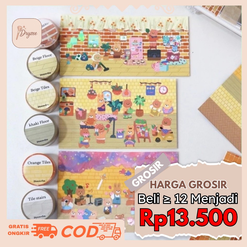 

Washi tape Dekorasi Tape Aesthetic Motif Lantai WT11