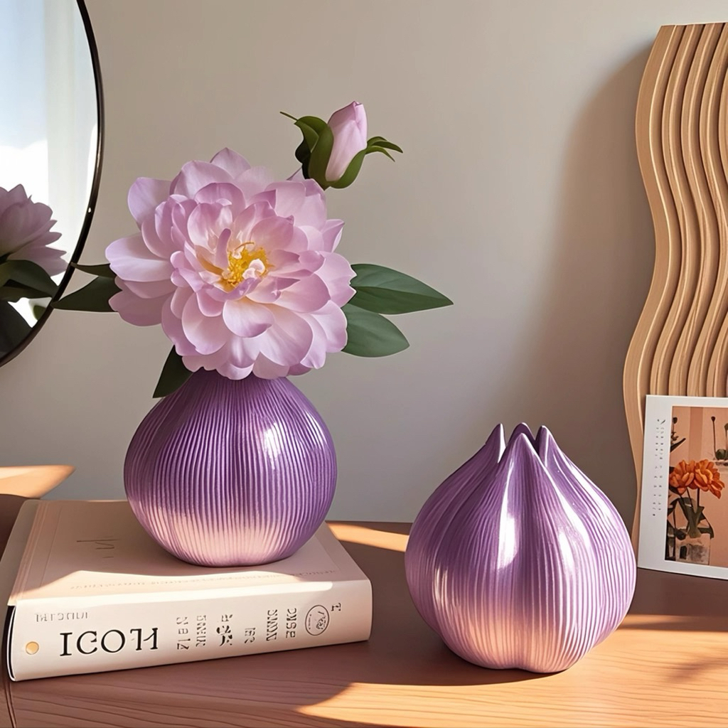 Vas Bunga Minimalis Aesthetic Ukuran Kecil Untuk Meja Tamu / Pot Bunga Minimalis Warna Ungu / Pajang