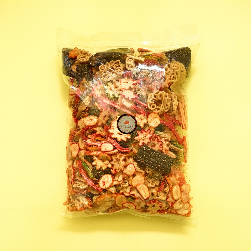 

Kerupuk Seblak Campur Bumbu Kacang Original 1Kg Camilan Krupuk Mix Lotek