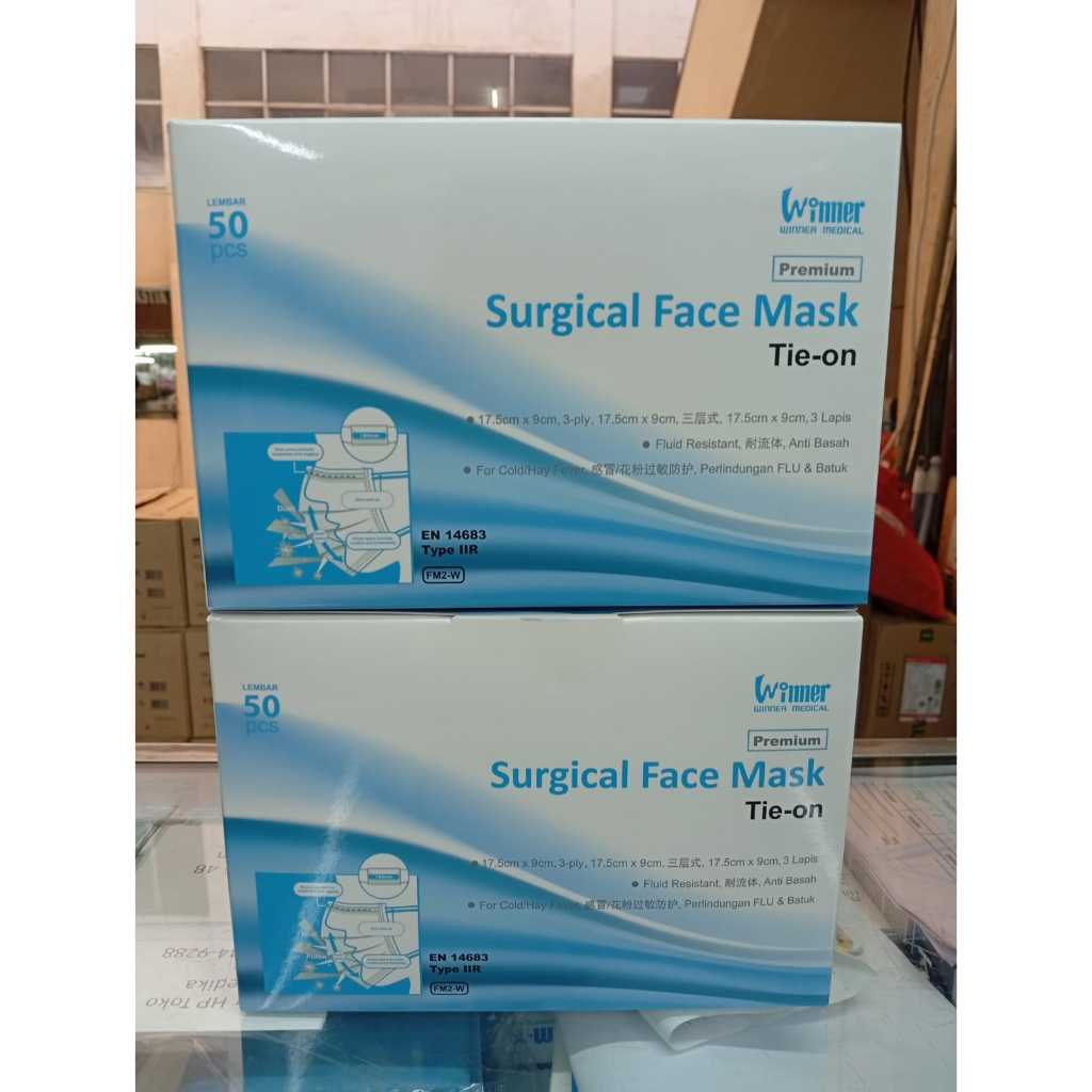 Masker Medis Bedah 3 Ply Earloop Surgical Face Mask Winner