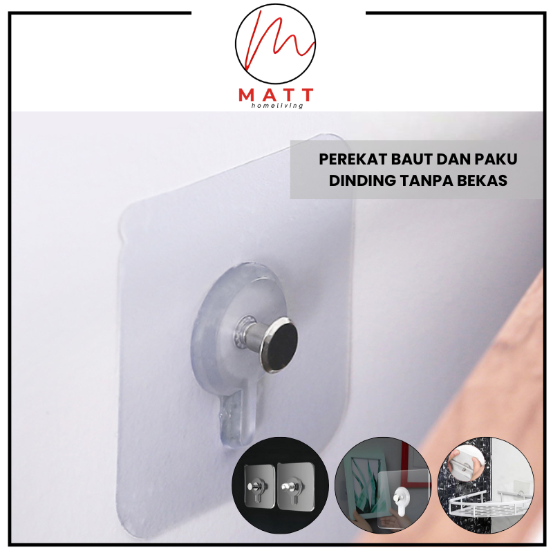 MATT Perekat Baut Dinding Tanpa Bor dan Paku Tanpa Bekas / Gantungan Baut Tempel Magic Hook Tanpa Bo