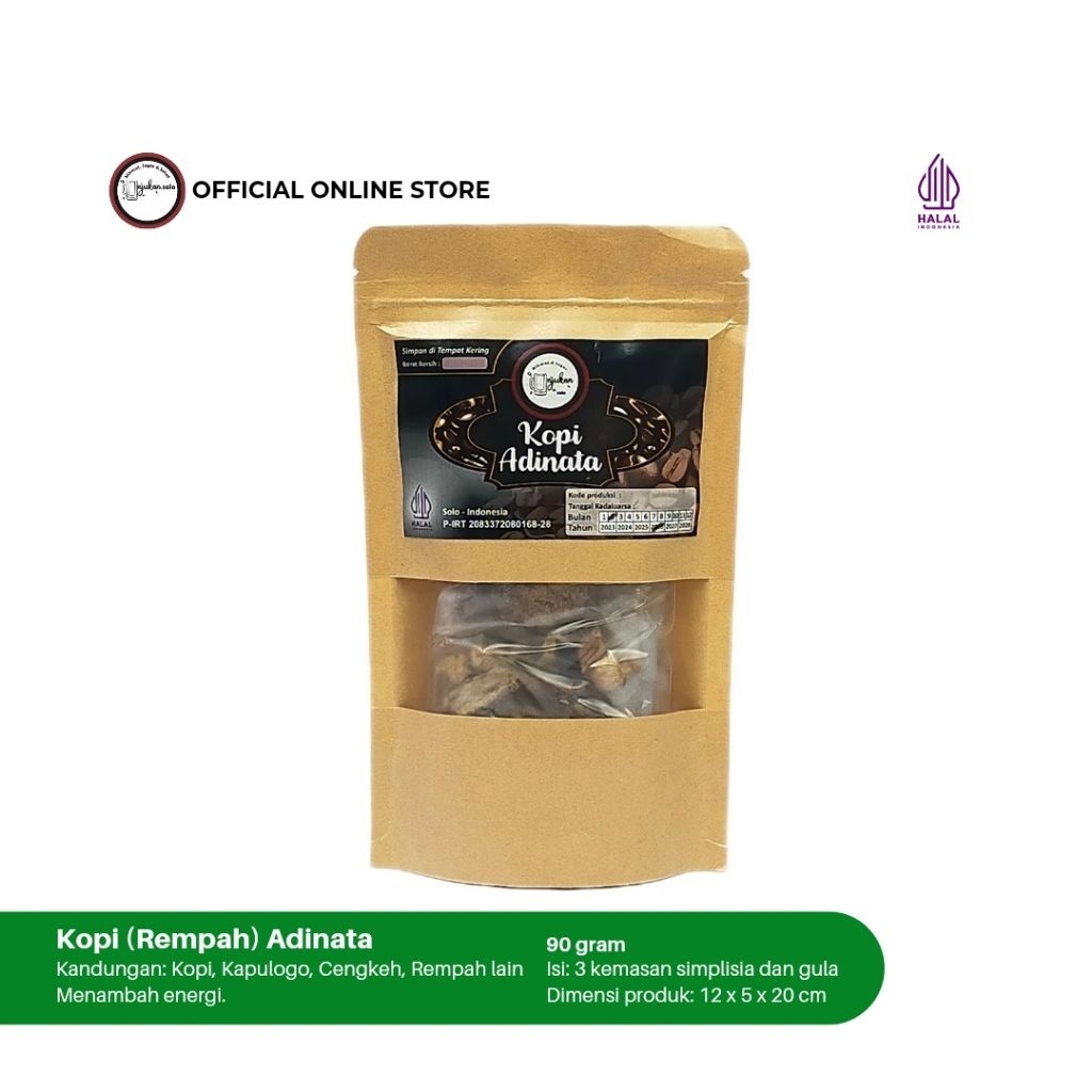 

Kopi (Rempah) Adinata Pouch Unjukan.solo / Kopi, Kapulaga, Cengkeh, dan Rempah lain/ Kopi aroma terapi.