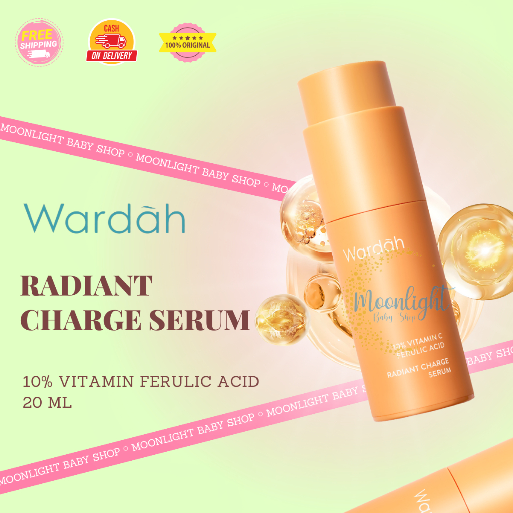 Wardah Radiant Charge Serum 20ml - 10% Vitamin C Ferulic Acid - Serum Wajah - Mencerahkan Noda Hitam