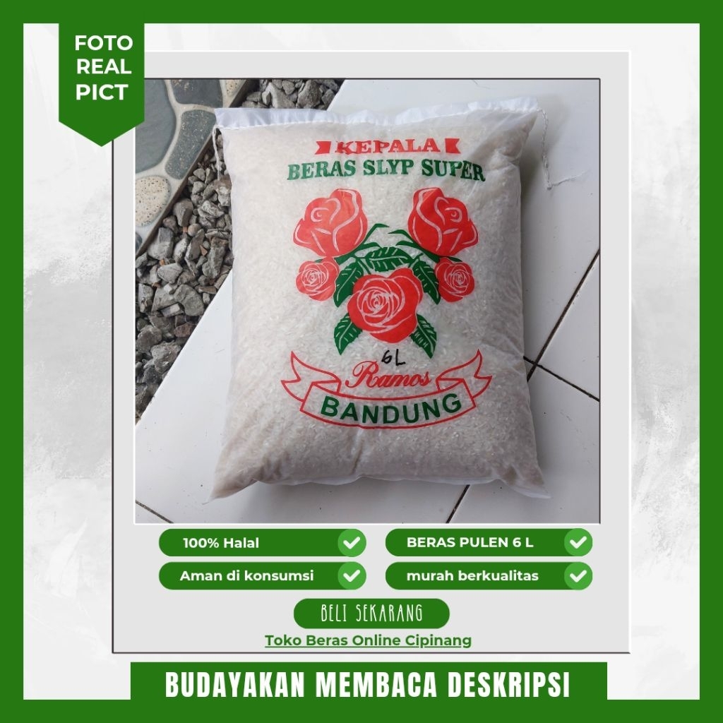 

beras pulen 6 liter kemasan ramos bandung