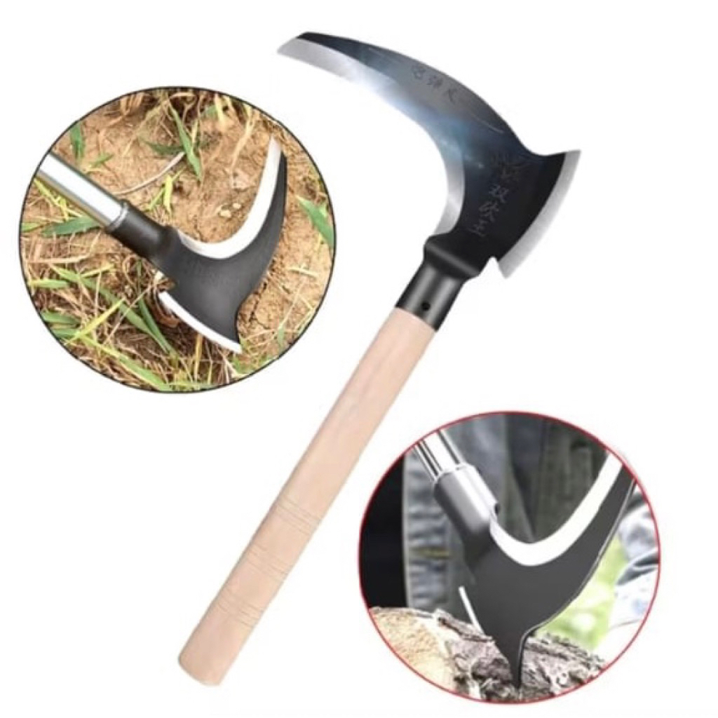 Pemangkas Sabit kapak Ganda Pemangkas Rumpu Multifungsi 6722/Sabit Kapak Ganda Baja Sabit Ranting