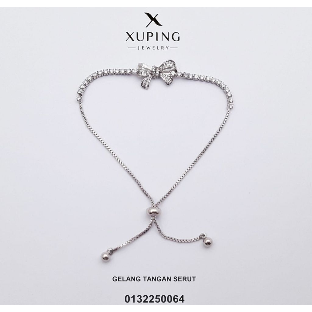 gelang wanita rantai serut emas putih model pita permata