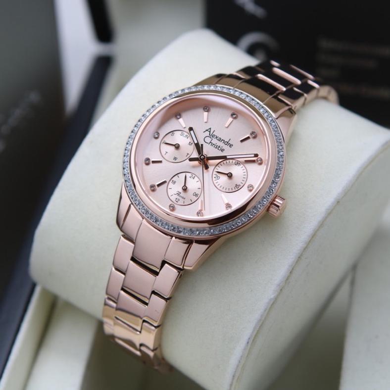 Jam Tangan Wanita Alexandre Christie AC 2A62 AC2A62 Full Rosegold Original Garansi Resmi 1 Tahun