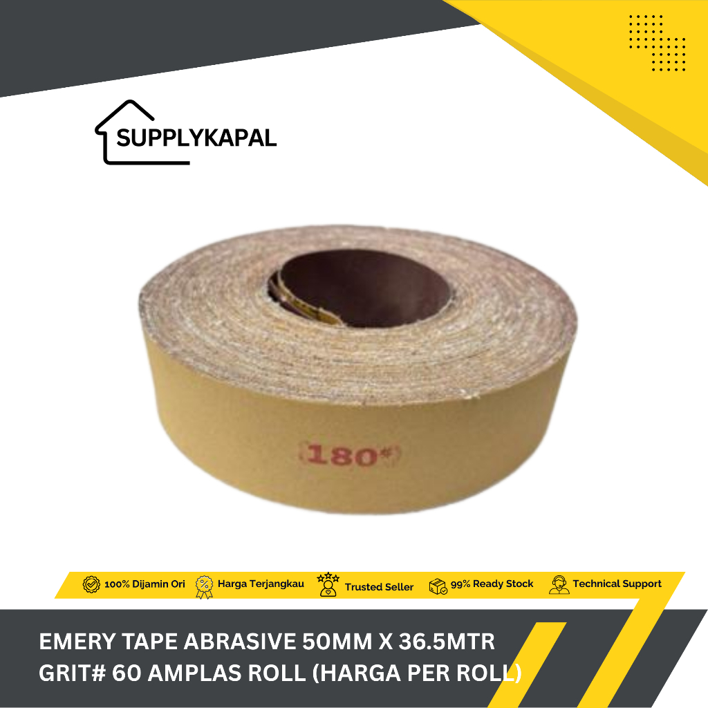 EMERY TAPE ABRASIVE 50MM X 36.5MTR GRIT# 60 Amplas Roll (harga per Roll)