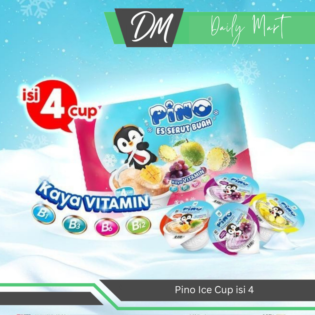

Pino Ice Cup 1 Pak Isi 4 Pcs - Es Serut Rasa Buah Nanas/Mangga/Anggur Premium Enak Murah