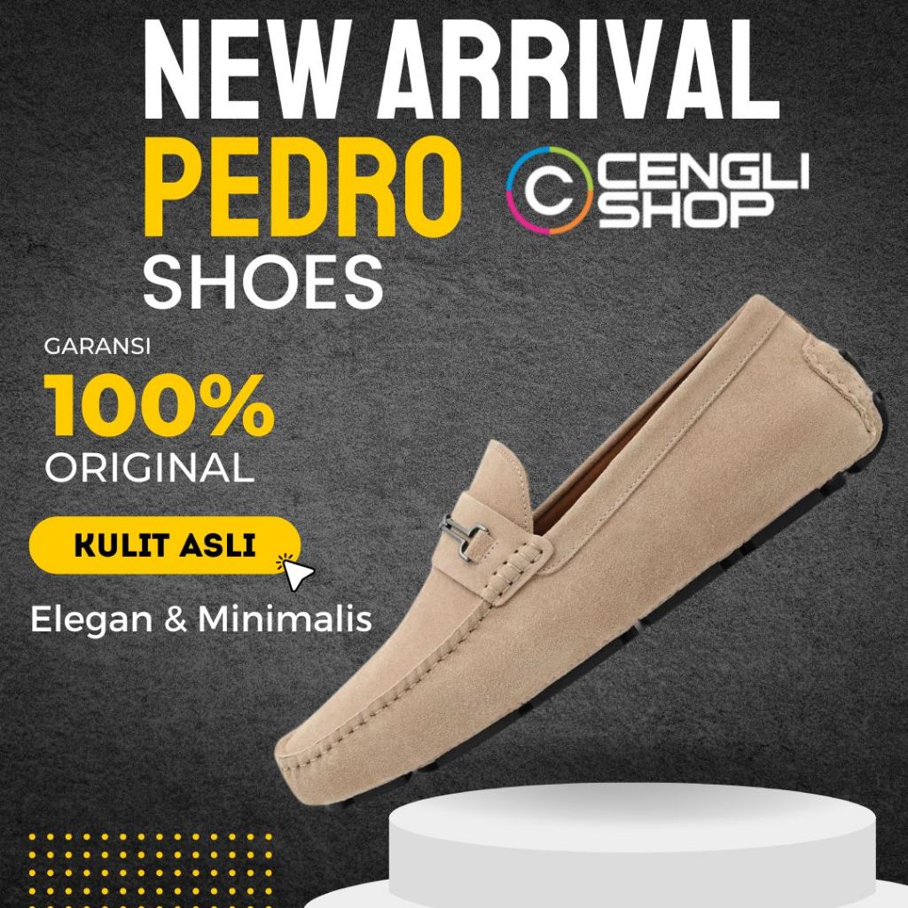 PM177 PEDRO SEPATU LOAFER PRIA ORIGINAL PANSUS KULIT ASLI ORI COKLAT MUDA BROWN BEIGE CREAM