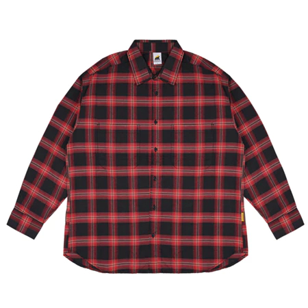 House of Smith Bdg Kemeja Flanel Oversize Pria - Double Pocket Oversized Flannel Black Red - Flannel