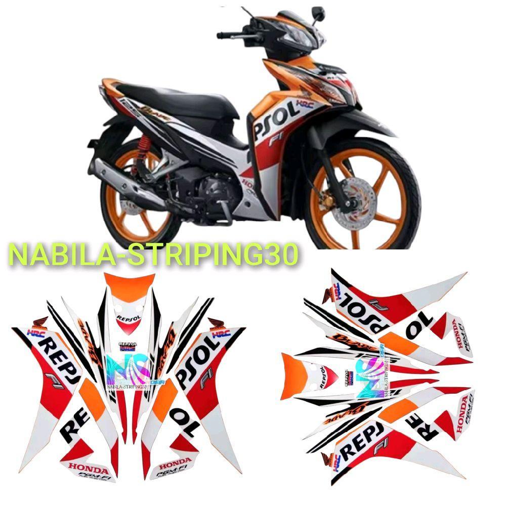 STRIPING STIKER LIS BODY MOTOR HONDA BLADE REPSOL 125 2014 STANDAR FULLSET