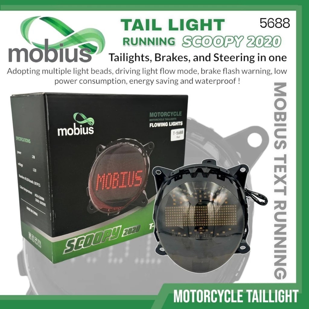 Lampu Stop Belakang SCOOPY New 2020 MOBIUS 5688 Model TEXT Running