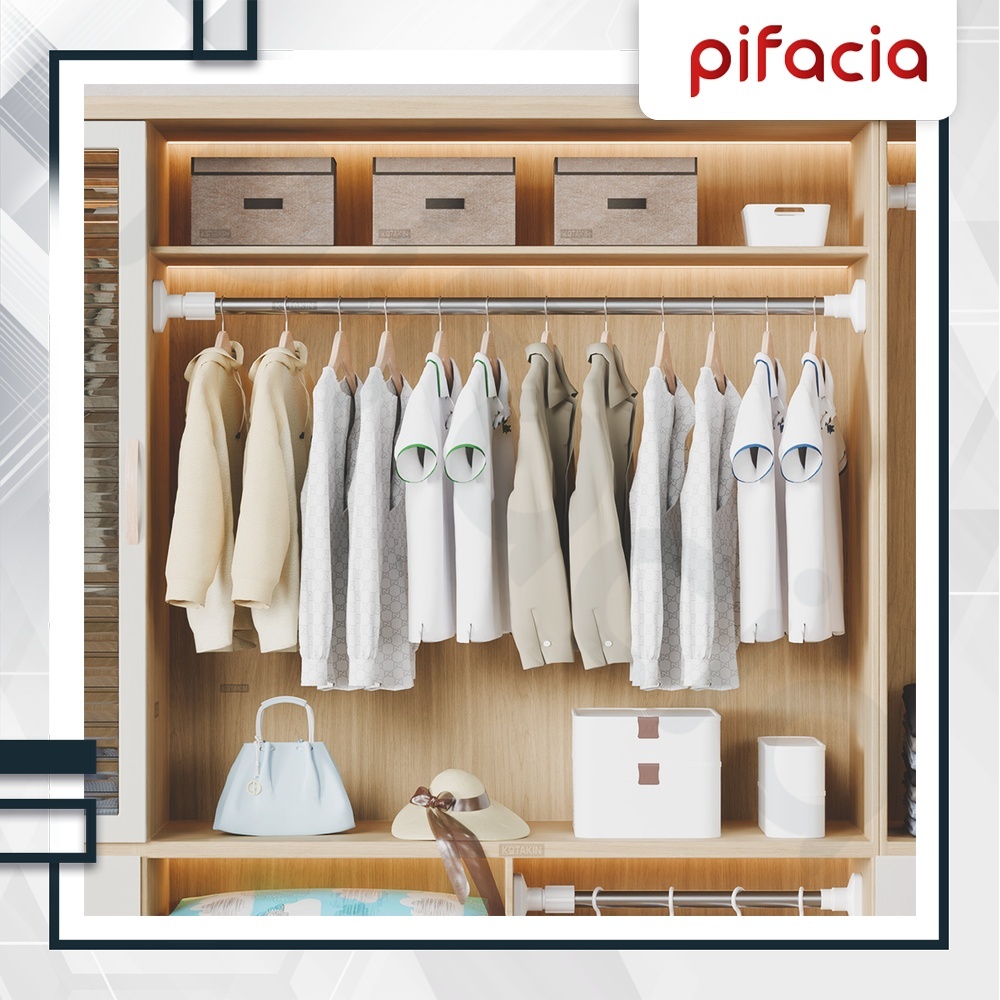 PIFACIA Tiang Jemuran Fleksibel Gantungan Baju Pakaian Handuk Penyanggah Multifungsi Tanpa Paku Bor