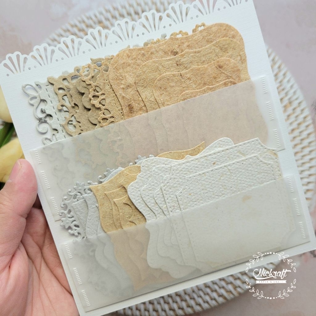 

DIE CUT PAPER SQUARE FANCY LABEL FOR JOURNAL SCRAPBOOK HIASAN KERTAS DAUR ULANG