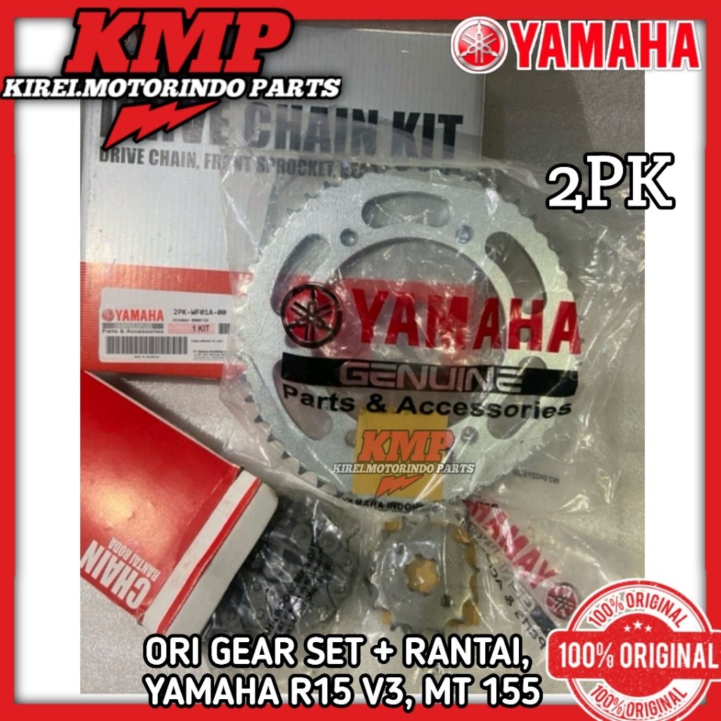 PROMO ORI GEAR SET + RANTAI, YAMAHA KODE 2PK. R15 V3, MT 155