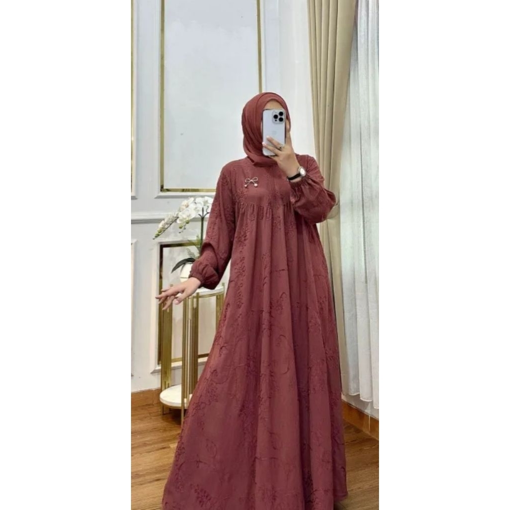 BajuGamisWanitaModelTerbaruBahanKatunPoloBordir