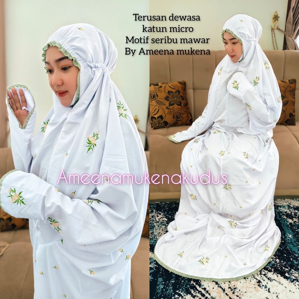 MUKENA DEWASA BUNGA SERIBU MOTIF MAWAR BAHAN KATUN MIKRO