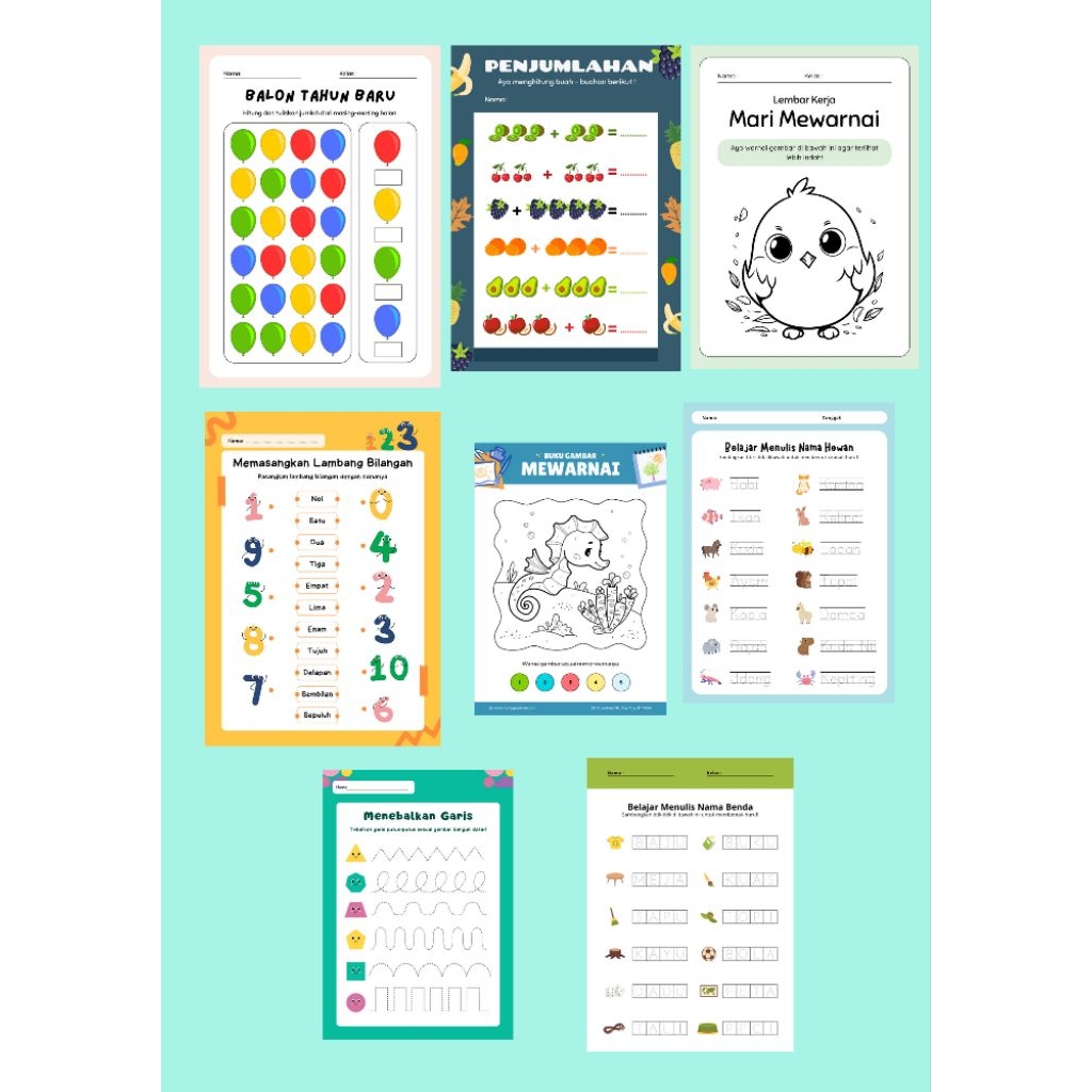 

lembar belajar anak paud tk