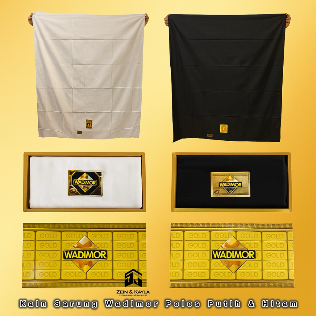 Kain Sarung Wadimor Putih Polos & Hitam Polos Sarung Tenun Wadimor Polos Warna