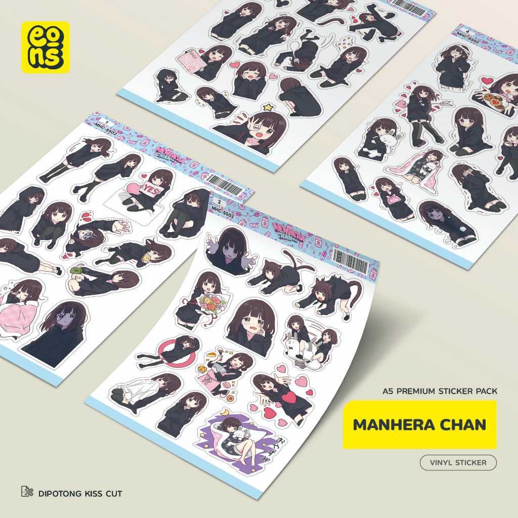 

Stiker Pack Anime MANHERA CHAN Waterproof Aesthetic- untuk Laptop, Motor, dan Helm - Paper Stationery