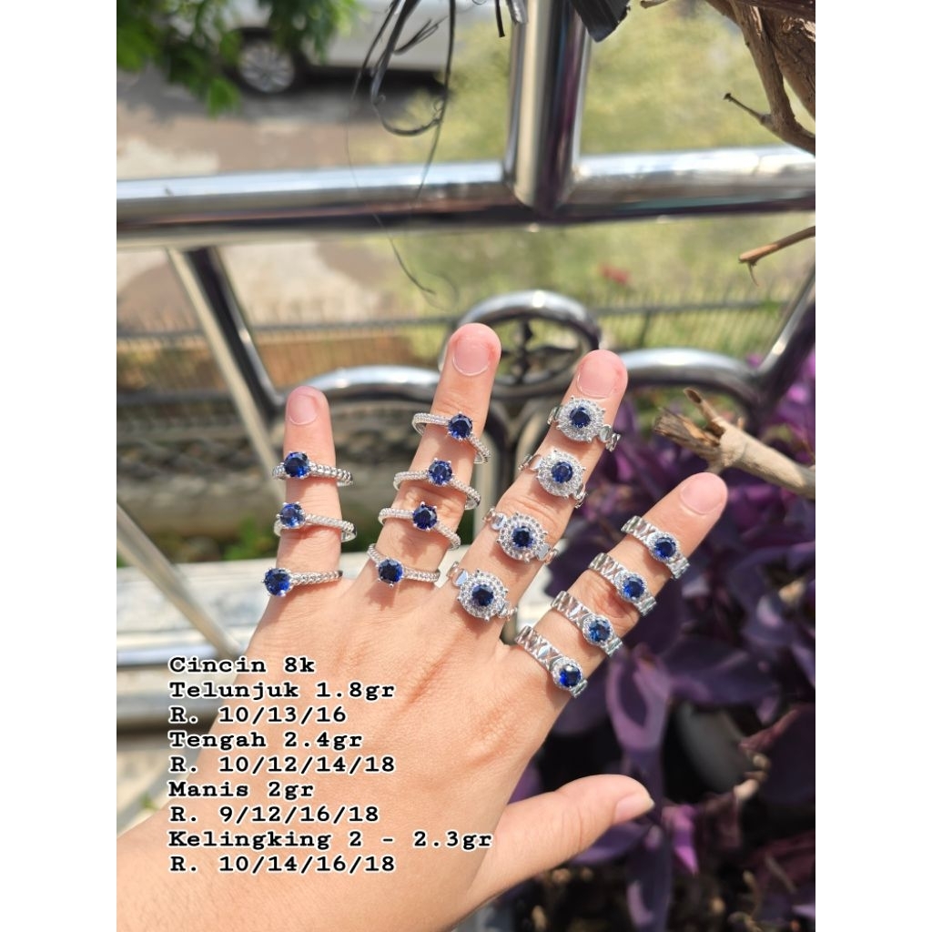 Cincin emas lady diana mata biru mas putih 8k