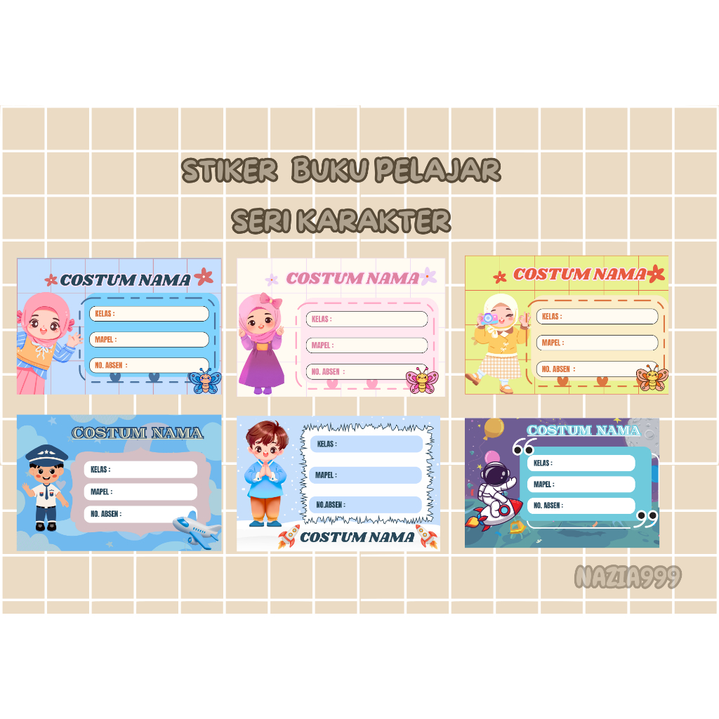 

(36pcs) Stiker Nama Label Buku Sticker Custom 7x4cm