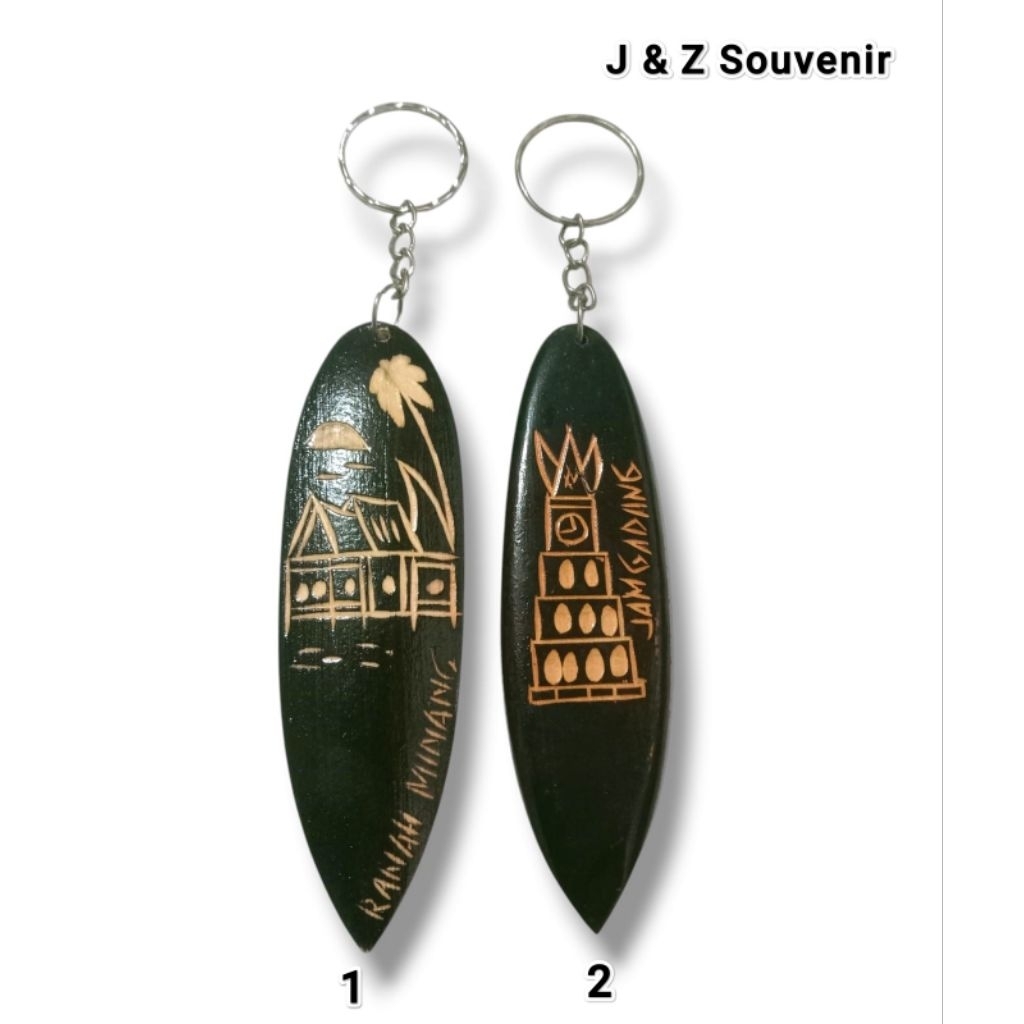 SOUVENIR GANTUNGAN KUNCI KHAS BUKITTINGGI ( Ukiran Rumah Gadang & Jam Gadang)