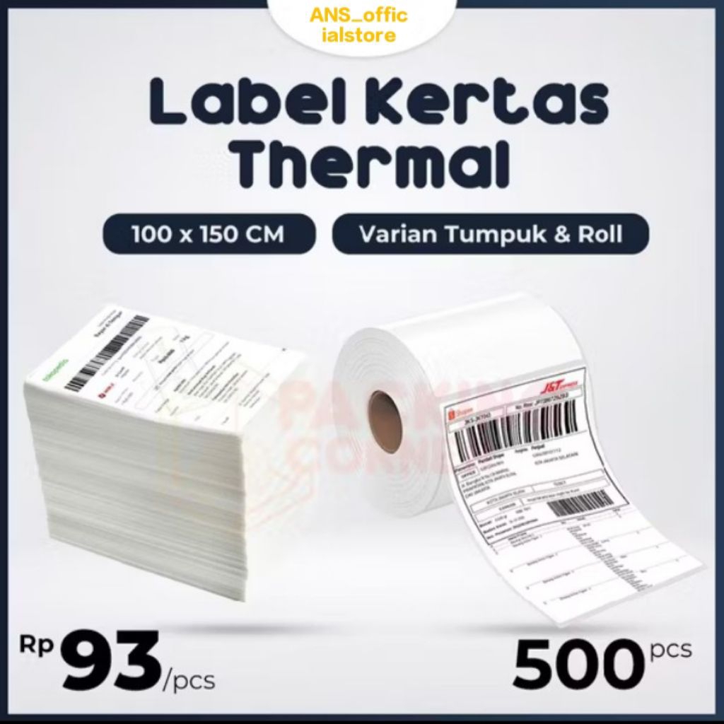 

kertas labet thermal tumpuk barcode stiker A6 100x150 500pcs