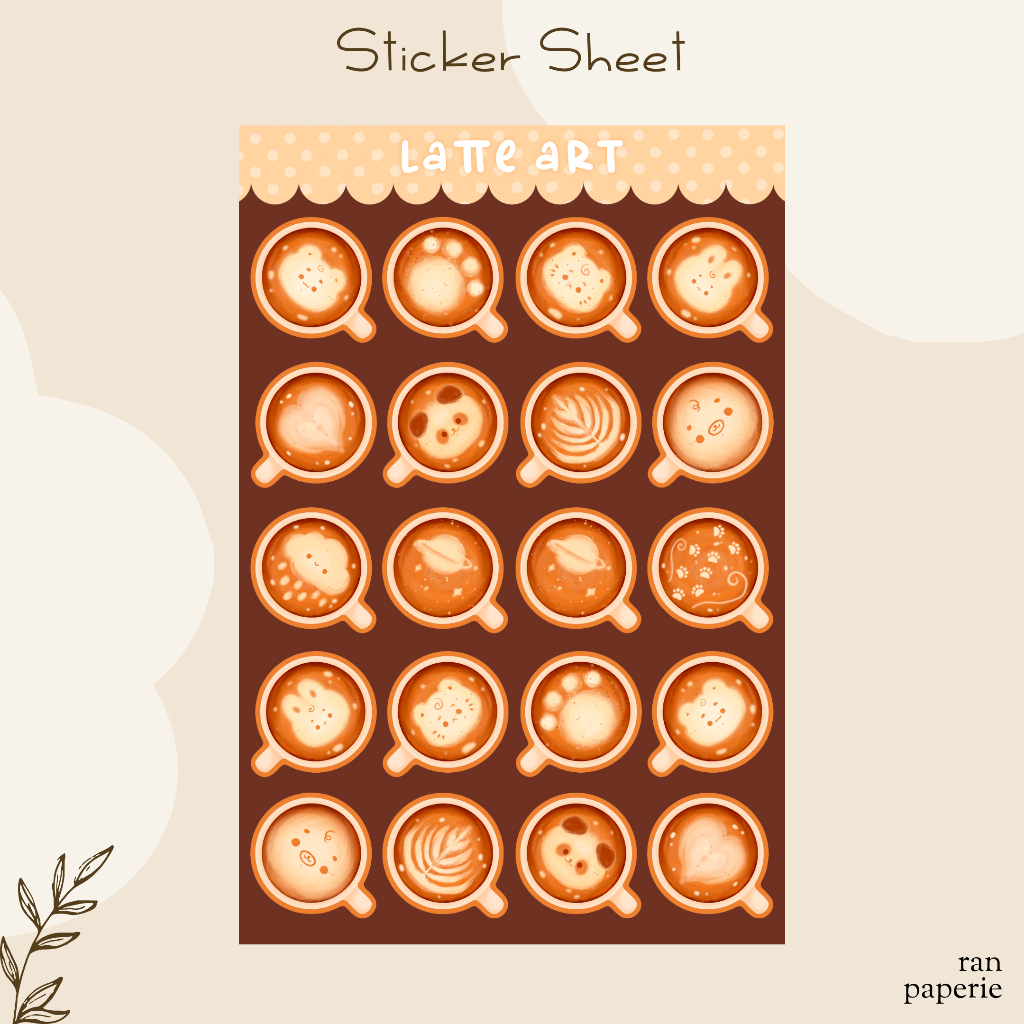 

Latte Art Sticker Sheet Stiker Jurnal Deco Journaling Bujo Journal Lucu Waterproof Tahan Air
