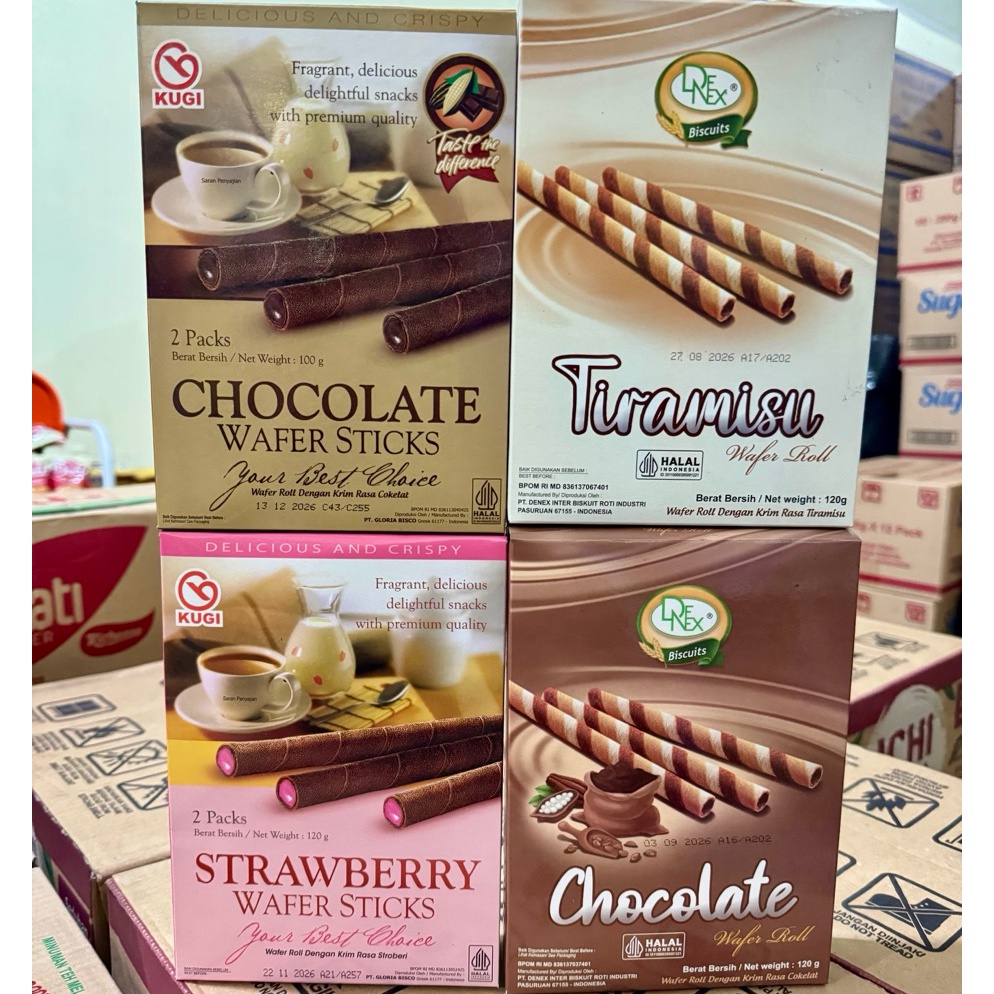 

Terbaru Kugi Wafer stik 1gr Denex wafer roll 12gr ECCER per pcs