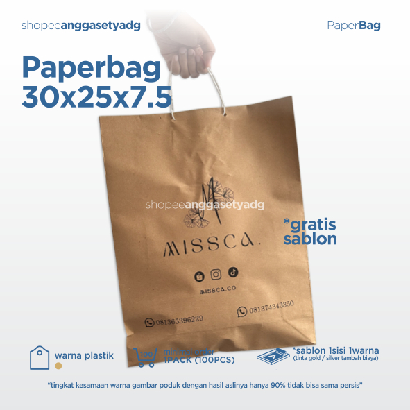 

Sablon Paperbag Tas 30x25x7.5