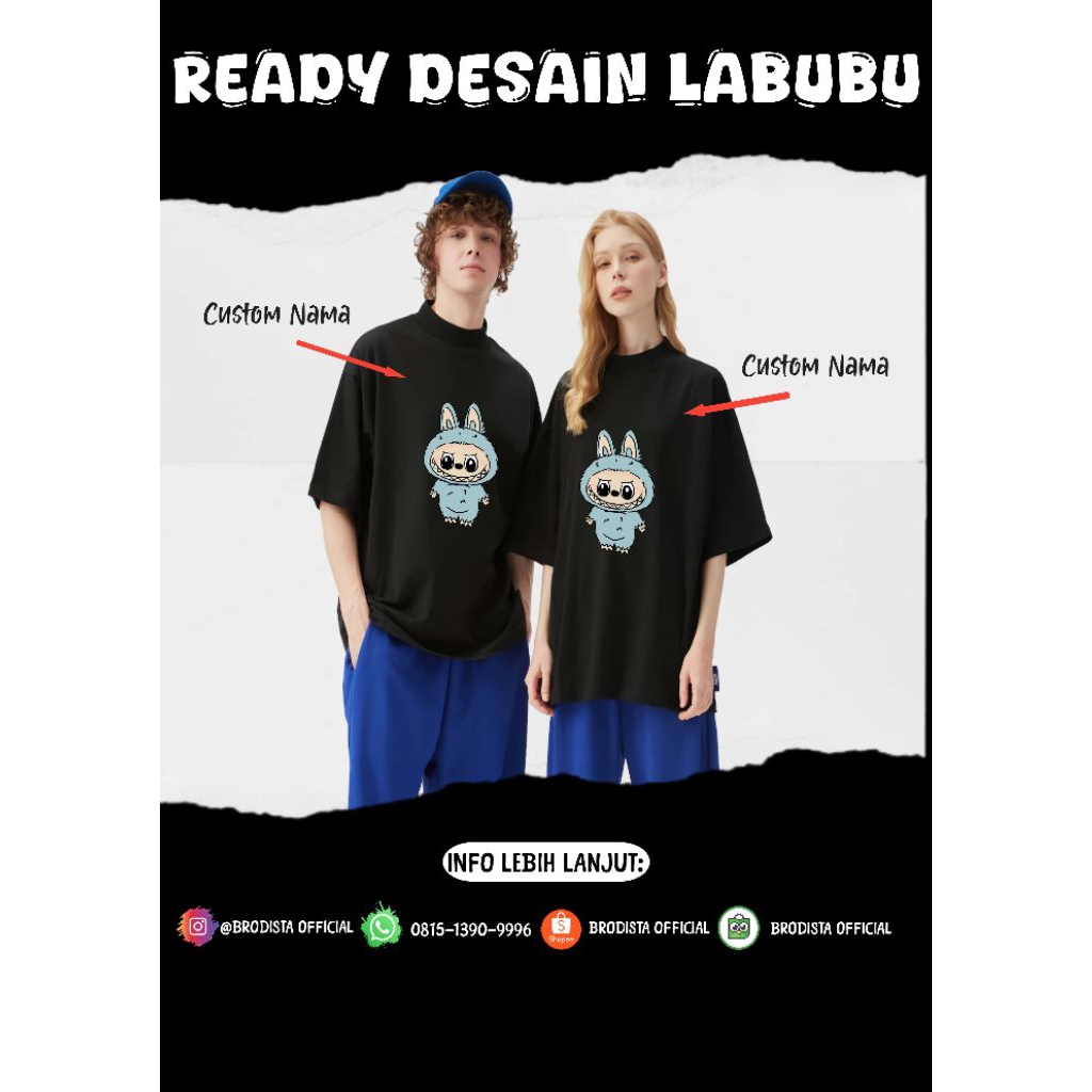 Kaos satuan couple desain labubu | kaos couple labubu | kaos couple pasangan desain labubu | warna &