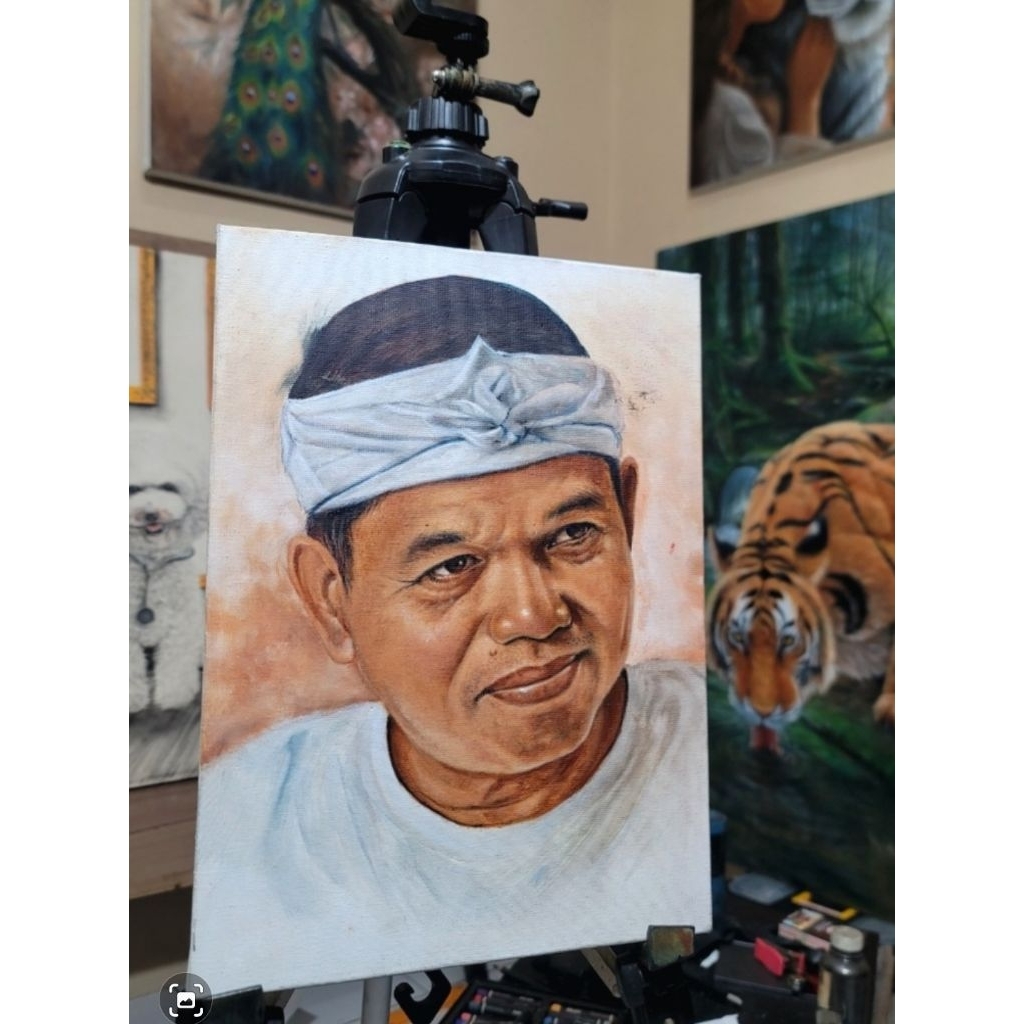 Lukisan Kanvas Cat minyak 60x40Cm untuk 1 wajah