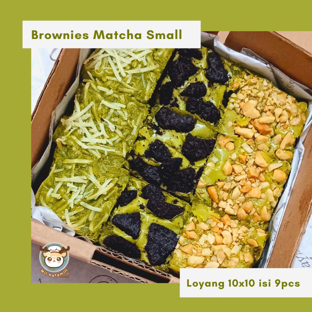 

Fudgy Brownies Sekat 10x10 isi 9pcs , Fudgy Brownies Matcha Small