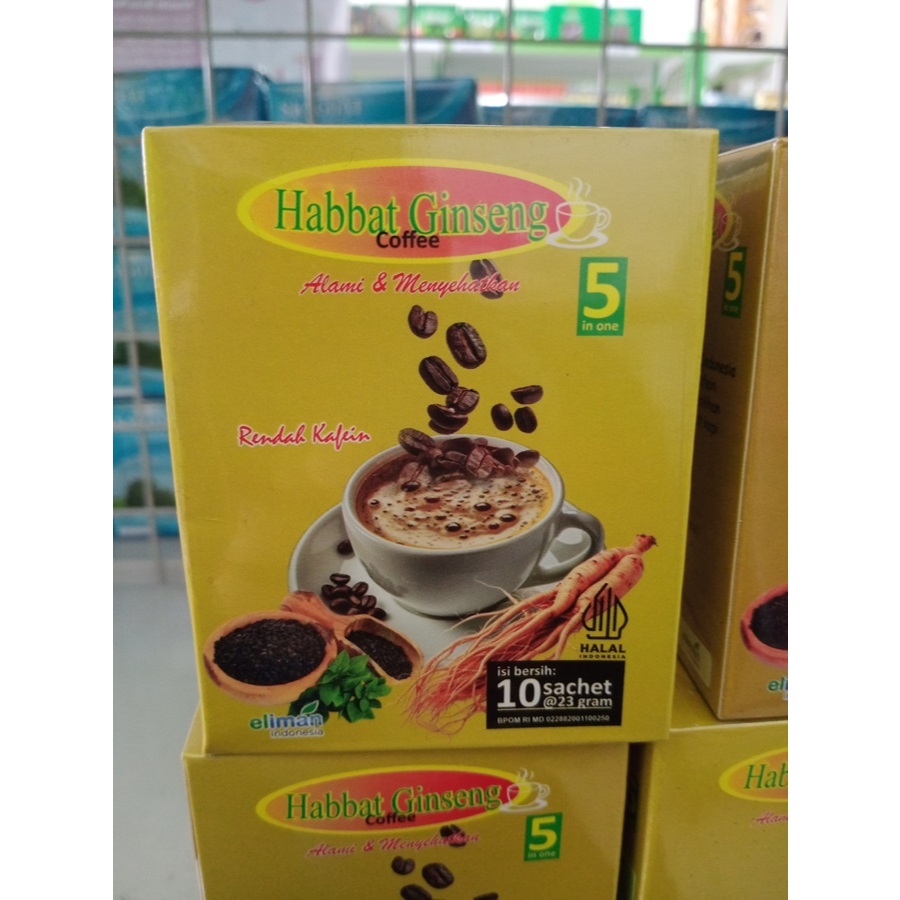 

kopi habbat gingseng lima in one isi 10 sachet per box