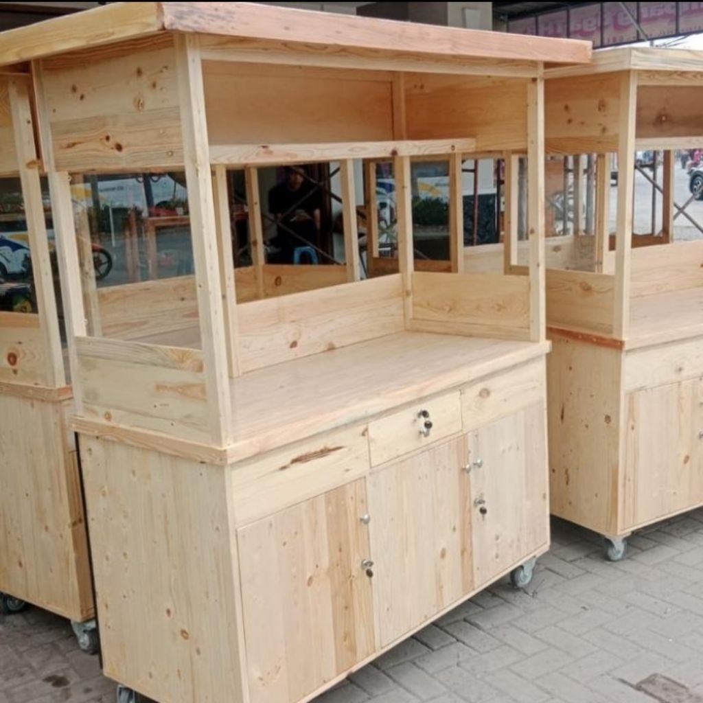 Booth jualan/booth kayu jati belanda murah