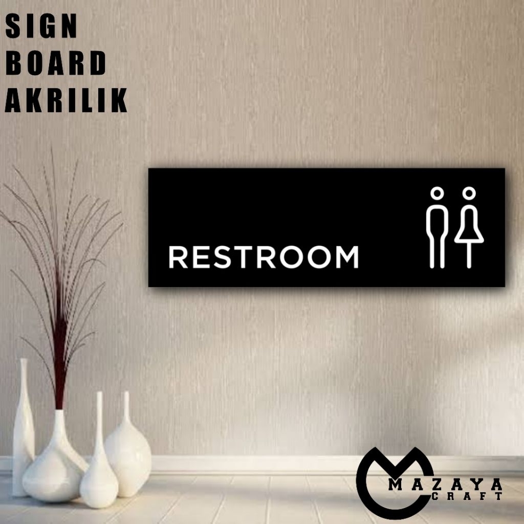 

Restroom Signage Signboard Akrilik Papan Nama Ruangan Toilet Acrylic Sign Petunjuk Tempat Sticker Label