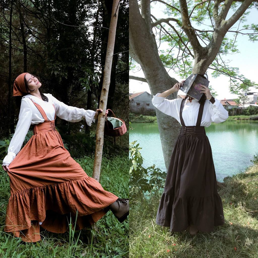 Aceline Overall | Hanya Overall Tanpa Kemeja | Saldaysia | Dark Cottagecore Academia Yearbook Dress|