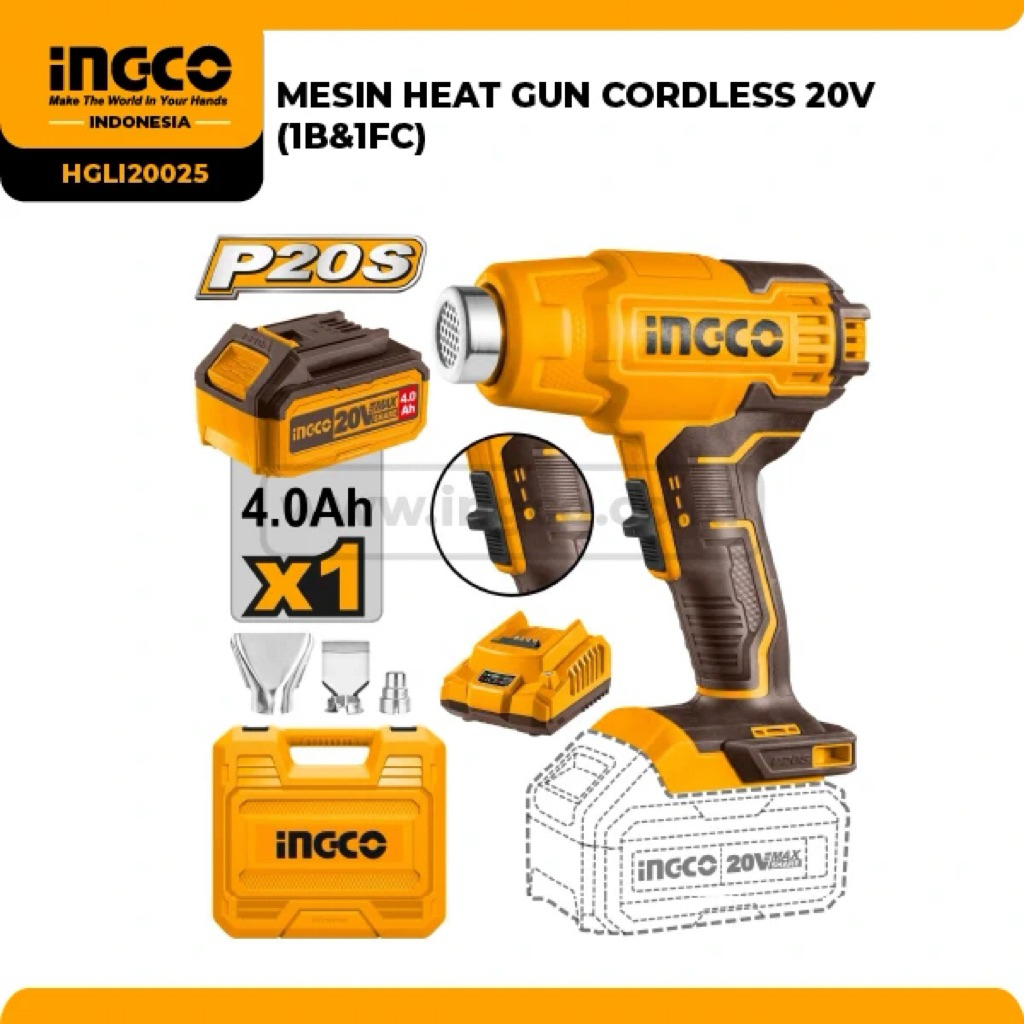 MESIN HEAT GUN CORDLESS 20V HGLI20025