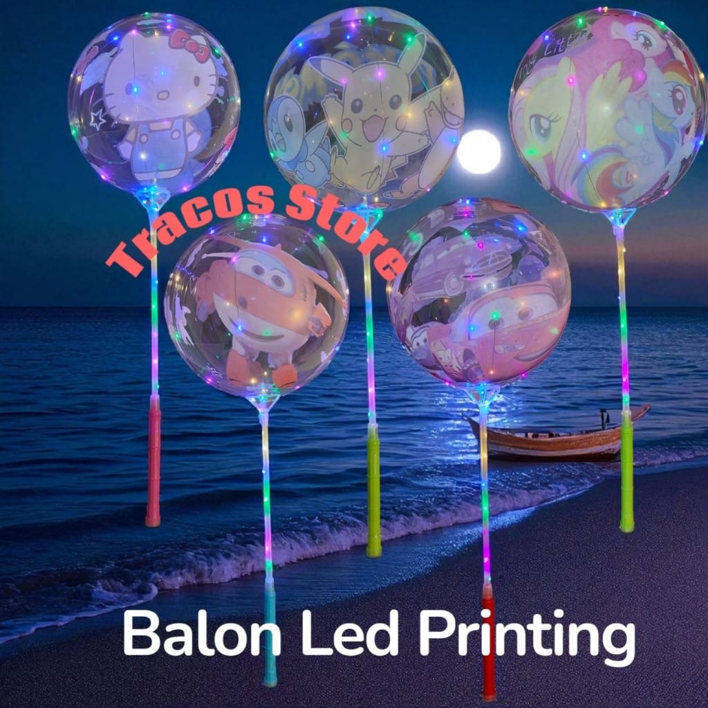 Balon Led Print Balon lampu Print kelap kelip warna warni