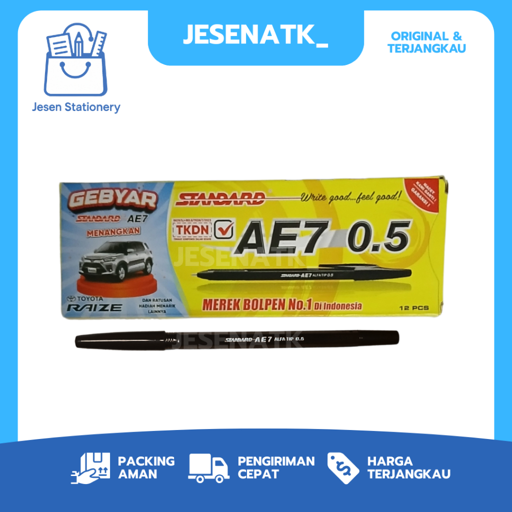 

Pulpen AE7 – Pena Bolpoin Pen Tinta Lancar & Cepat Kering Hitam Biru Merah Nyaman & Anti Bleber
