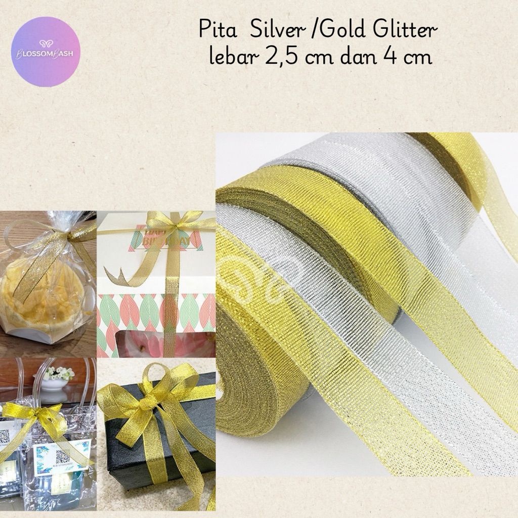 

[ Per Roll ] Pita Glitter / Pita Silver Glitter / Pita Gold Pita Buket / Pita Korea / Ribbon