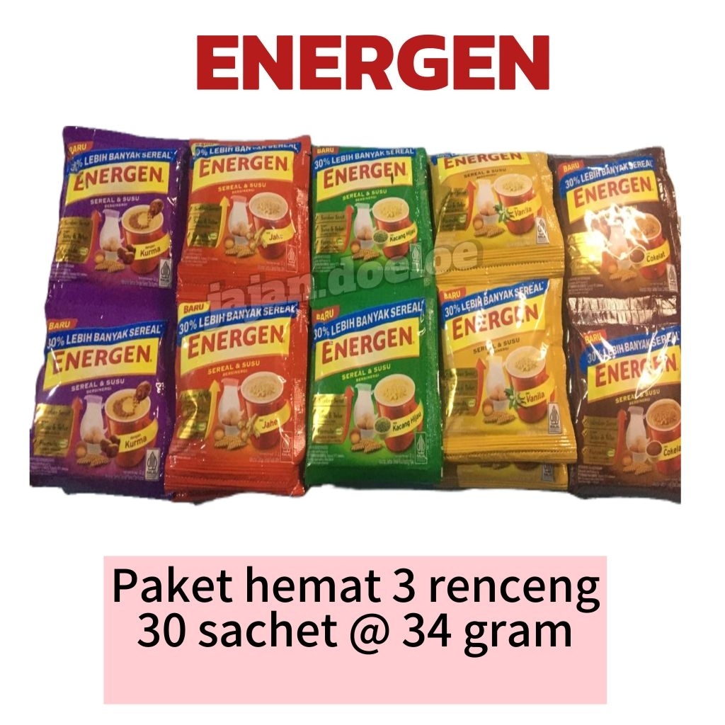 

ENERGEN paket 3 renceng = 30 sachet @34 gram